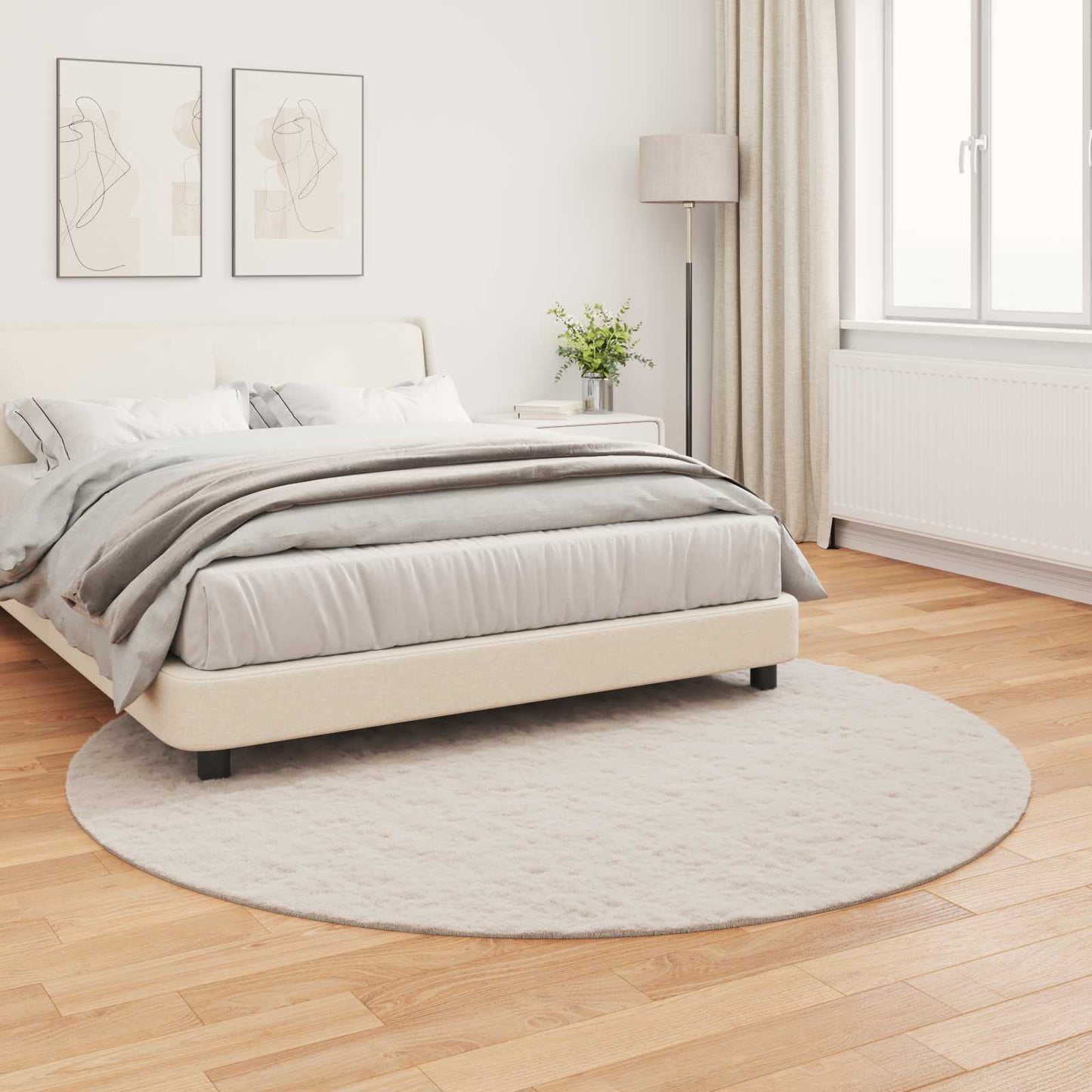 Skliikkerteppe i kunstig kaninpels OLITE Beige Ø 200 cm