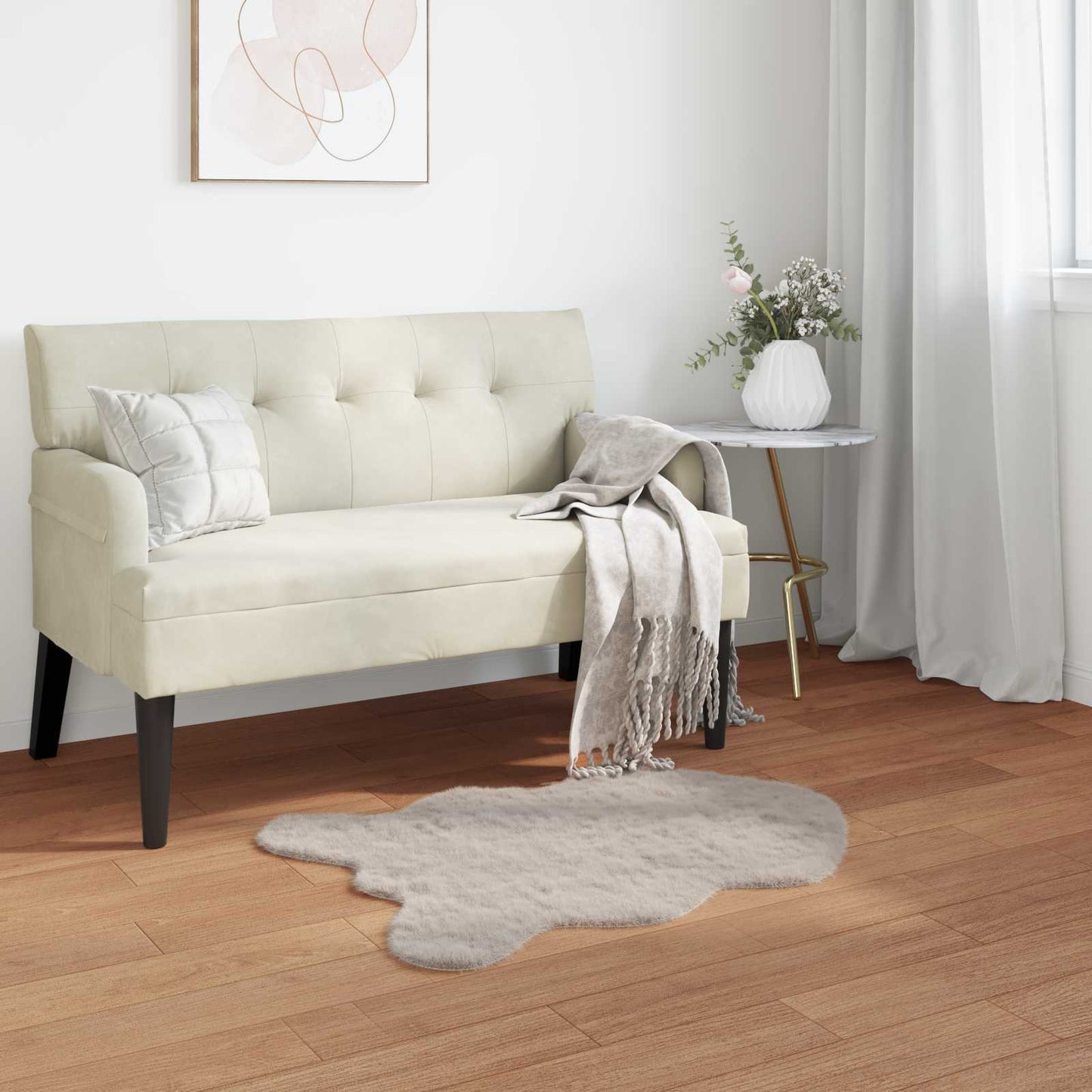Skliikkerteppe i kunstig kaninpels OLITE Beige 80 x 120 cm