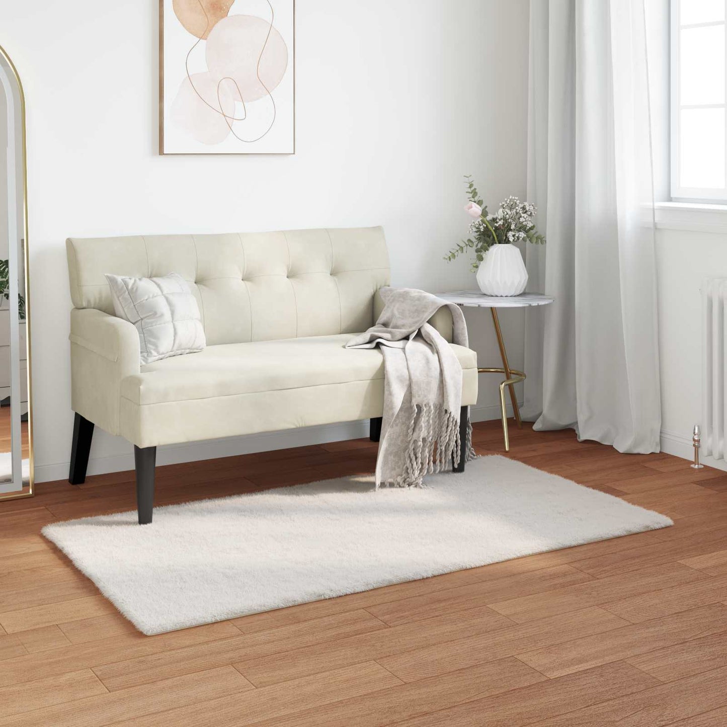Skliikkerteppe i kunstig kaninpels OLITE Krem 60 x 110 cm