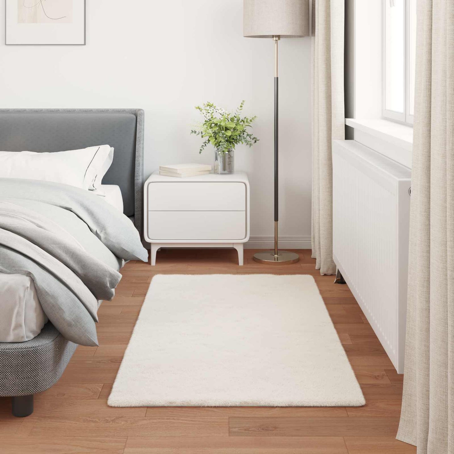 Skliikkerteppe i kunstig kaninpels OLITE Krem 80 x 150 cm