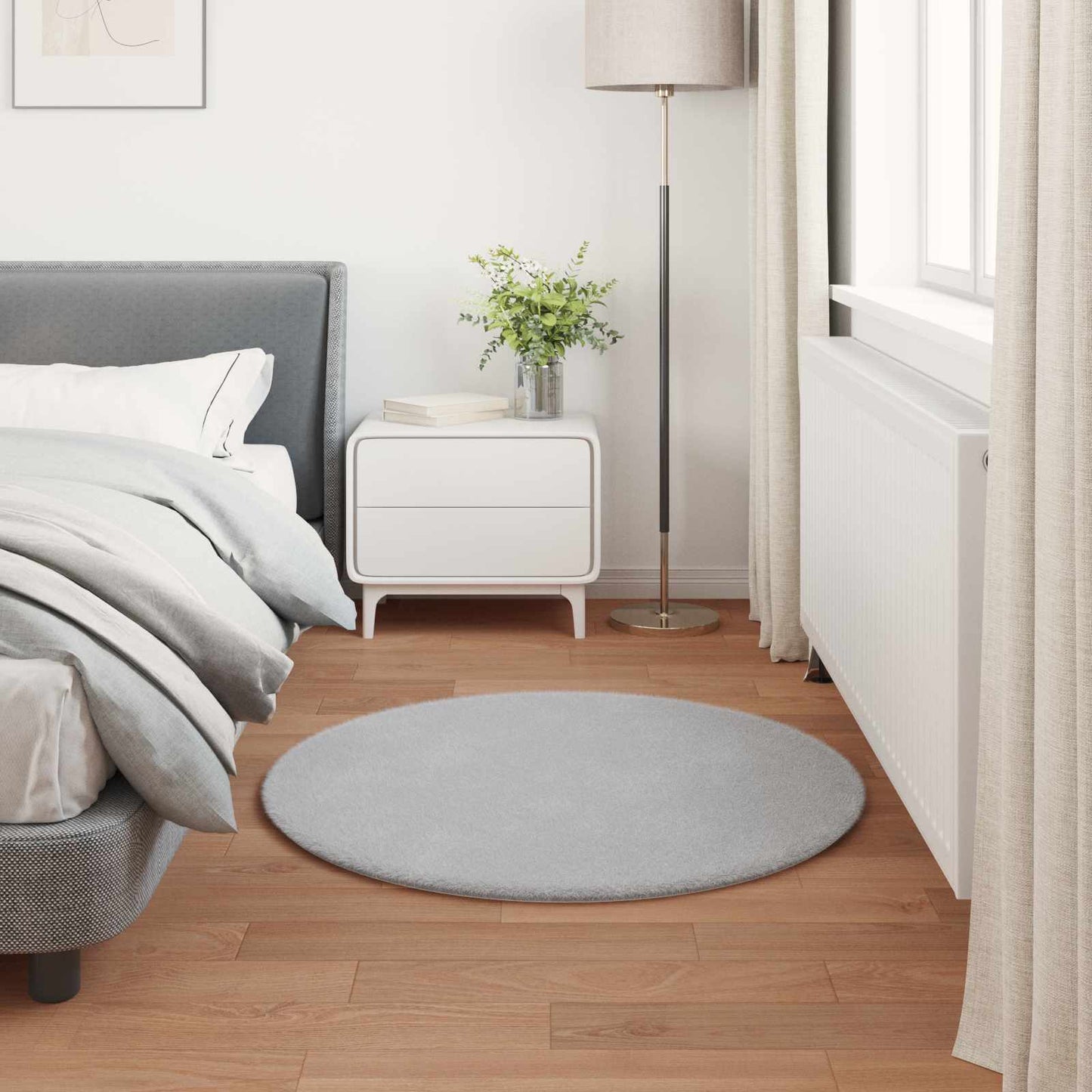 Skliikkerteppe i kunstig kaninpels OLITE Grå Ø 100 cm Polyester