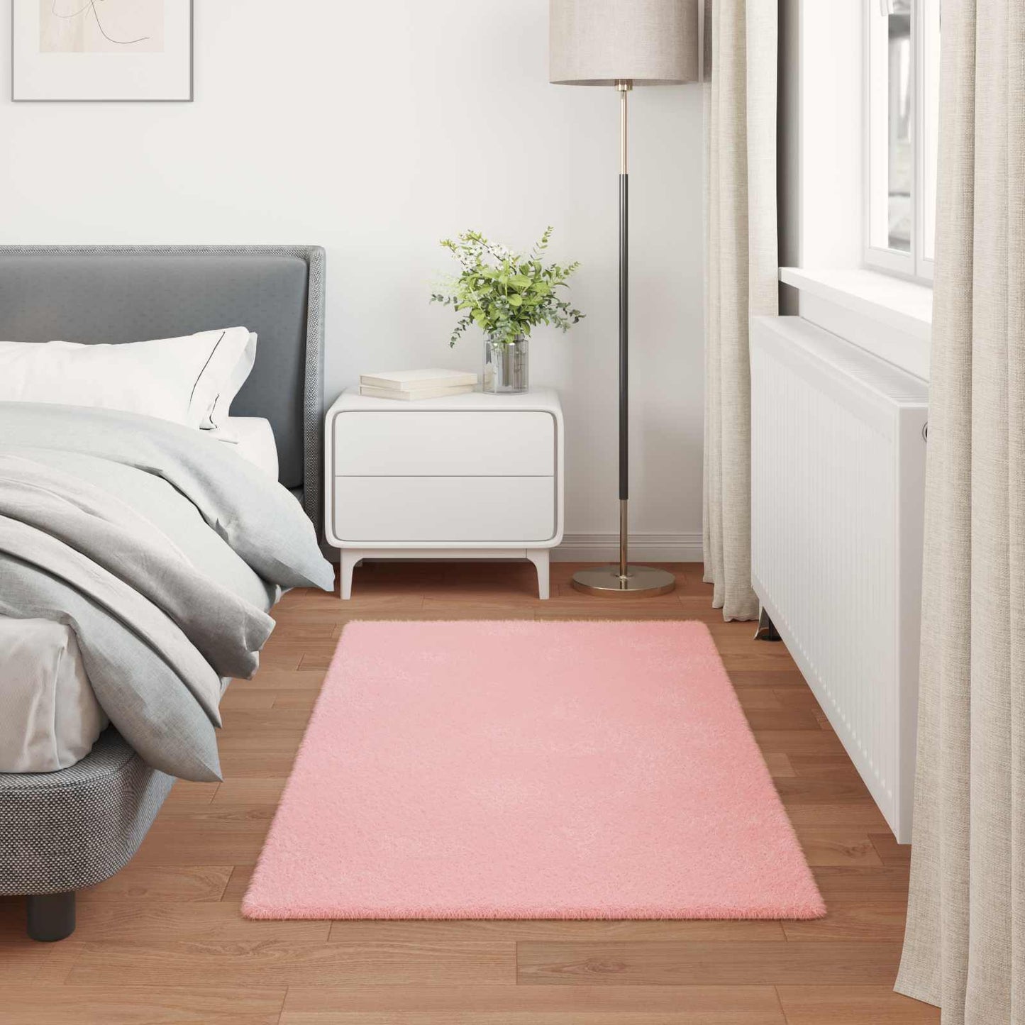 Skliikkerteppe i kunstig kaninpels OLITE Rosa 60 x 110 cm