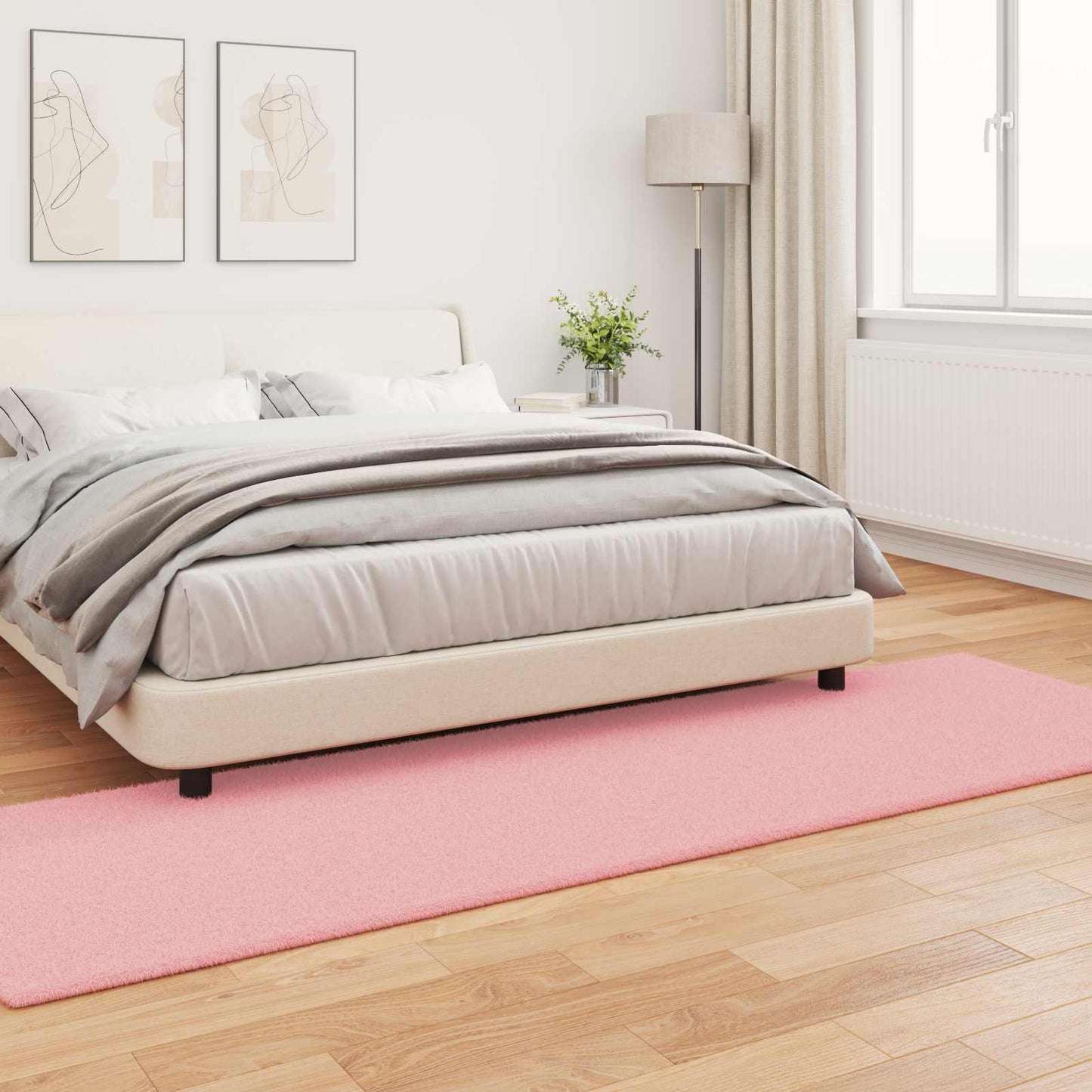 Skliikkerteppe i kunstig kaninpels OLITE Rosa 80 x 250 cm