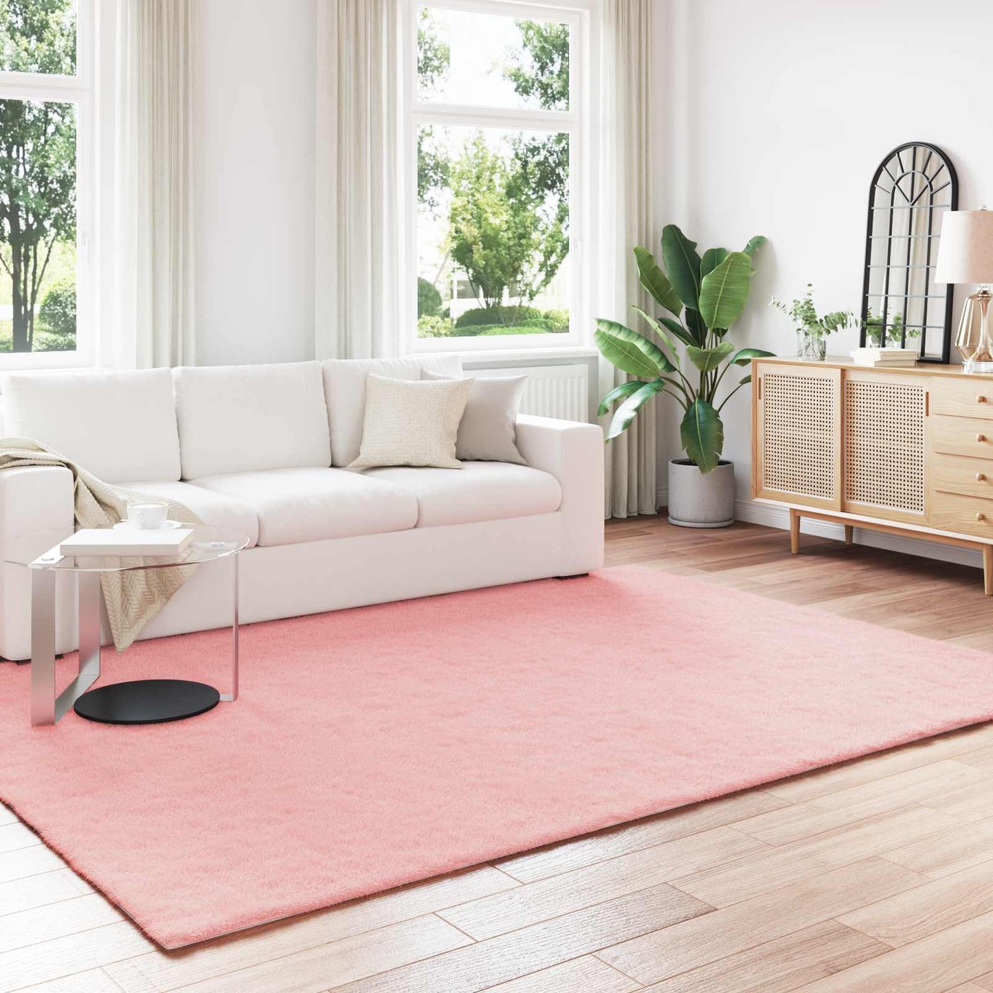 Skliikkerteppe i kunstig kaninpels OLITE Rosa 240 x 340 cm