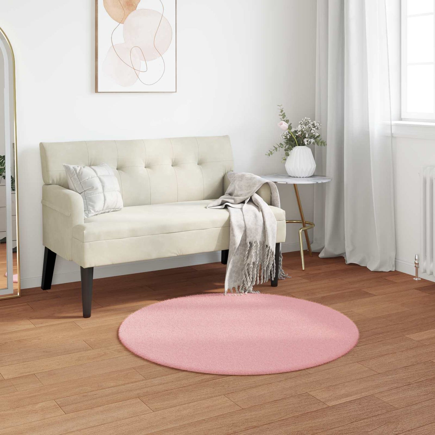 Skliikkerteppe i kunstig kaninpels OLITE Rosa Ø 80 cm Polyester
