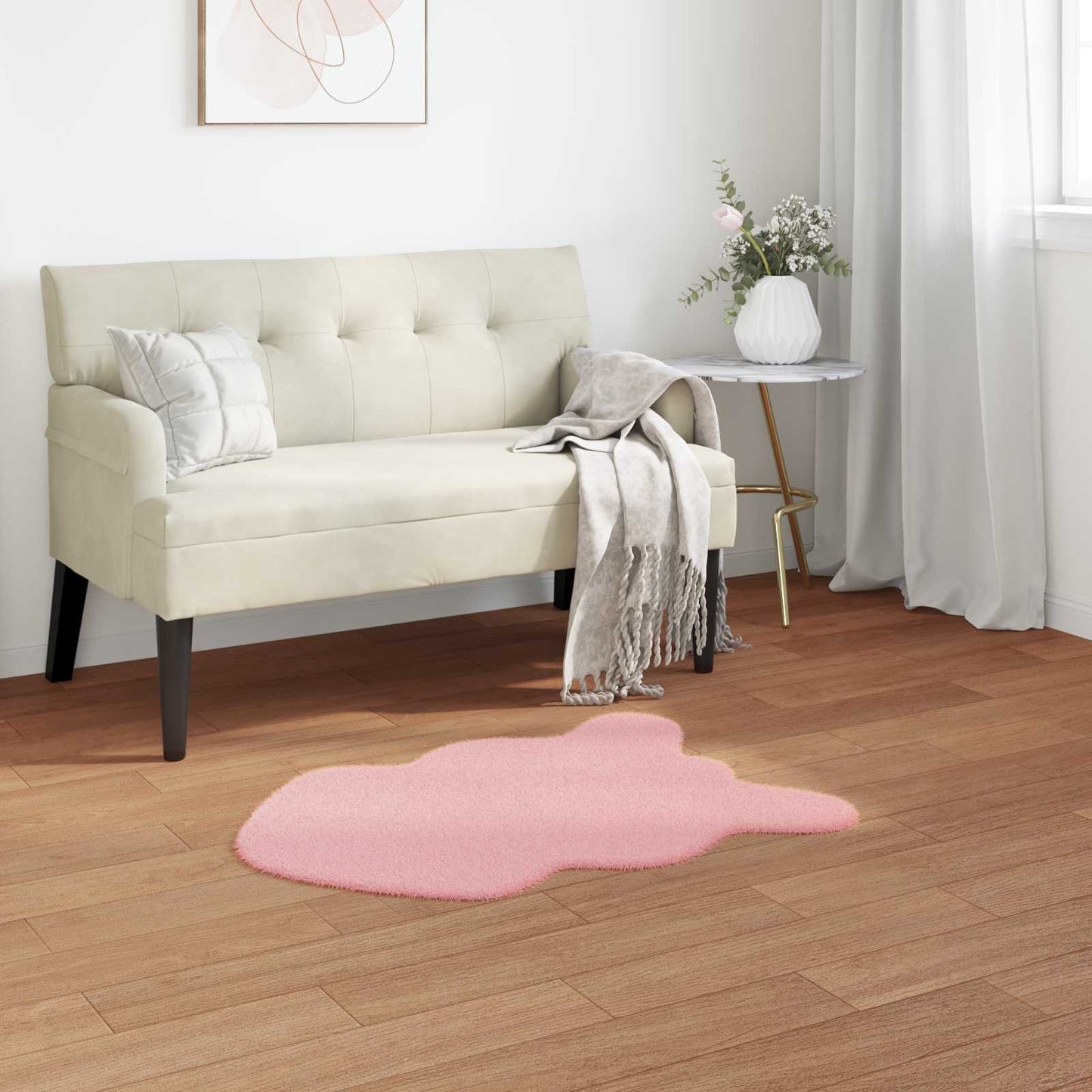 Skliikkerteppe i kunstig kaninpels OLITE Rosa 80 x 120 cm