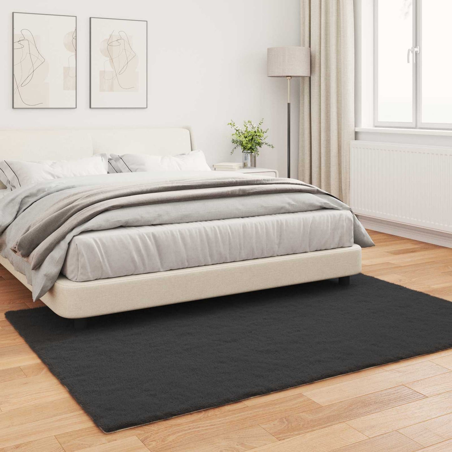 Skliikkerteppe i kunstig kaninpels OLITE Svart 120 x 170 cm