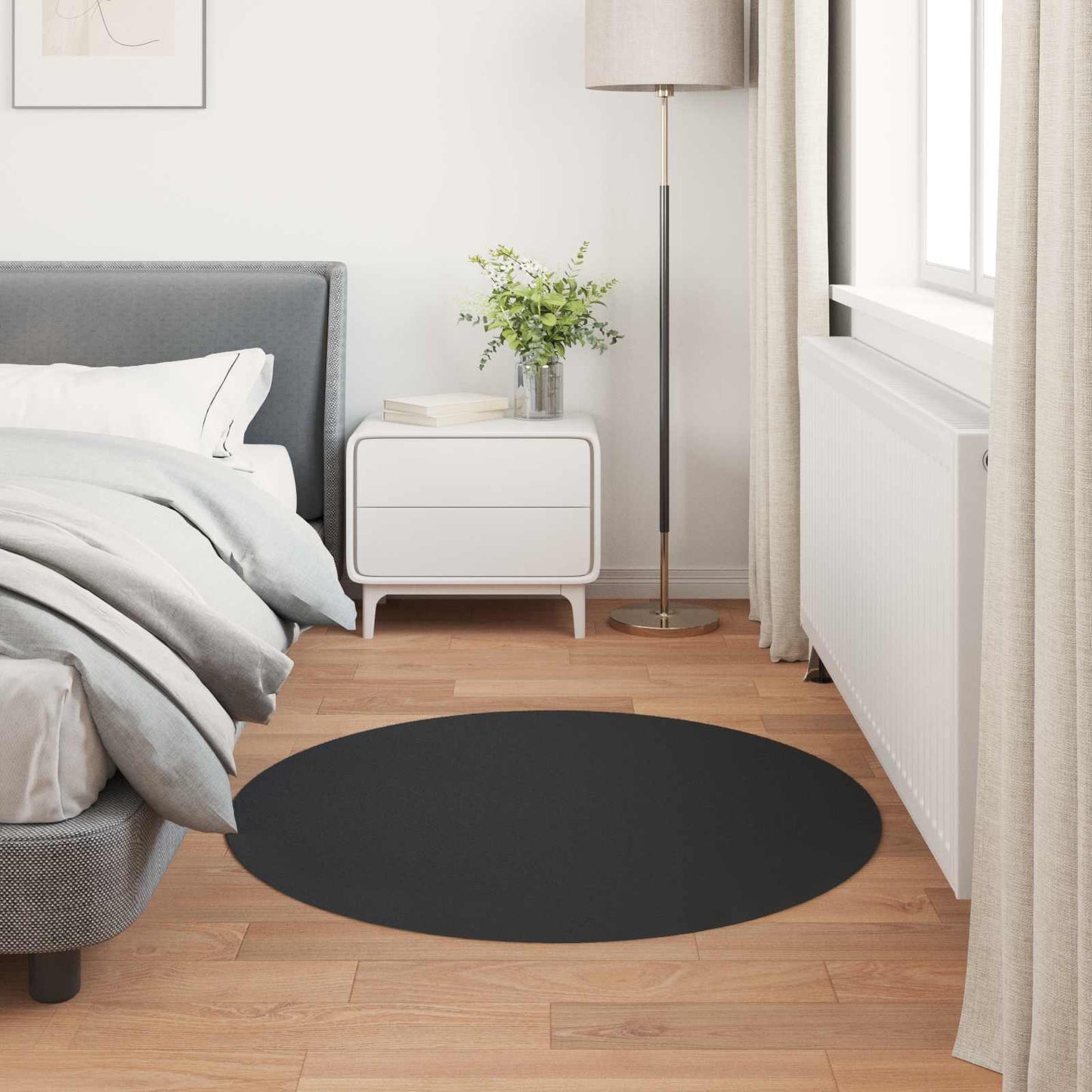 Skliikkerteppe i kunstig kaninpels OLITE Svart Ø 100 cm