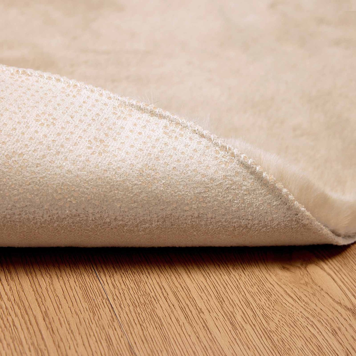 Skliikkerteppe i kunstig kaninpels OLITE Gråbrun Ø 120 cm