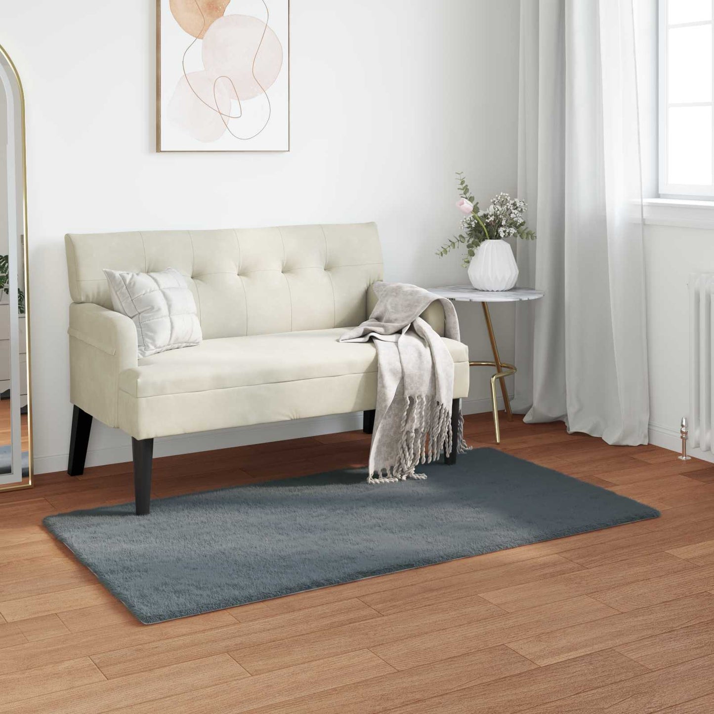 Skliikkerteppe i kunstig kaninpels OLITE Antrasitt 80 x 150 cm