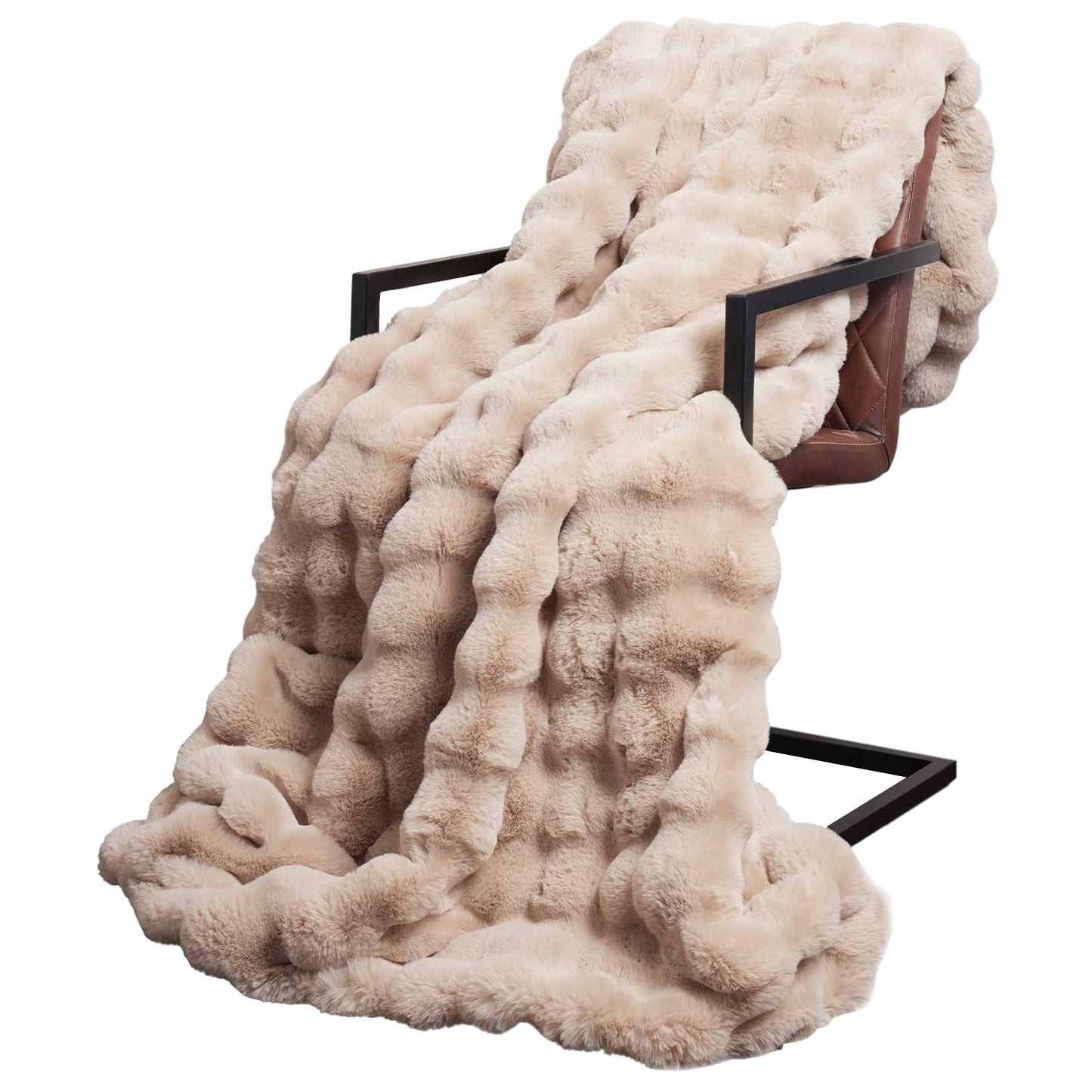 Skliikkerteppe / pledd i kunstig kaninpels Olite Beige