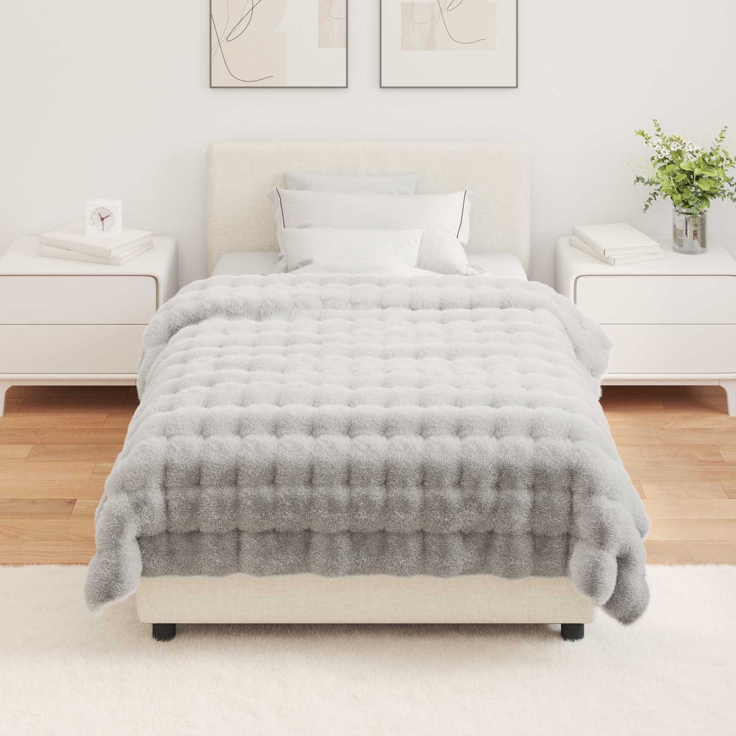 Skliikkerteppe / pledd i kunstig kaninpels Olite Grå Polyester