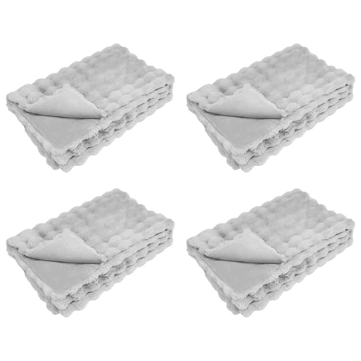 Skliikkerteppe / pledd i kunstig kaninpels Olite 4 pcs Grå