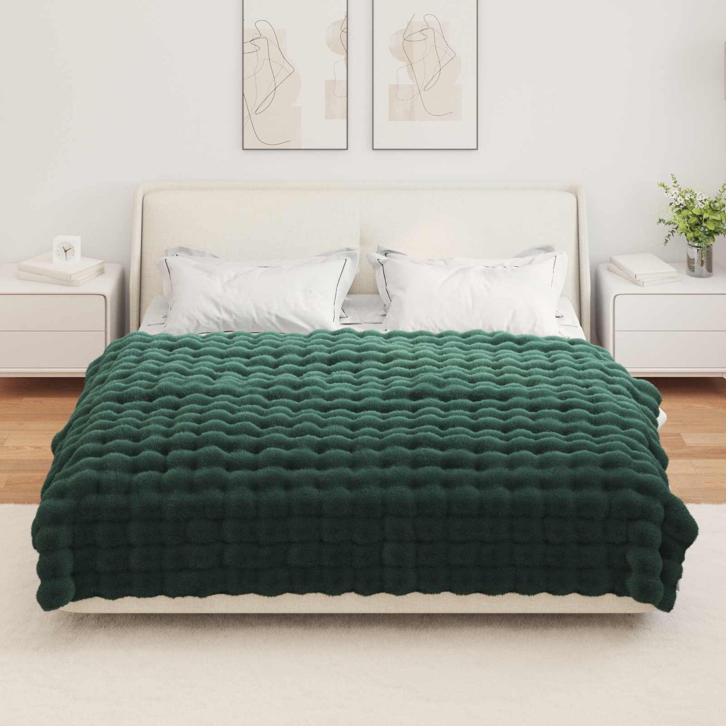 Skliikkerteppe / pledd i kunstig kaninpels Olite 4 pcs