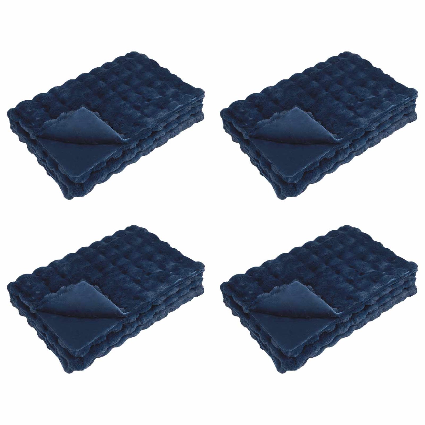 Anti-skli faux kaninullteppe Olite 4 pcs Marineblå 130 x 150 cm