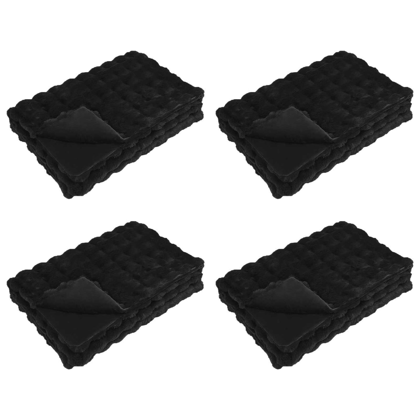 Skliikkerteppe / pledd i kunstig kaninpels Olite 4 pcs Svart