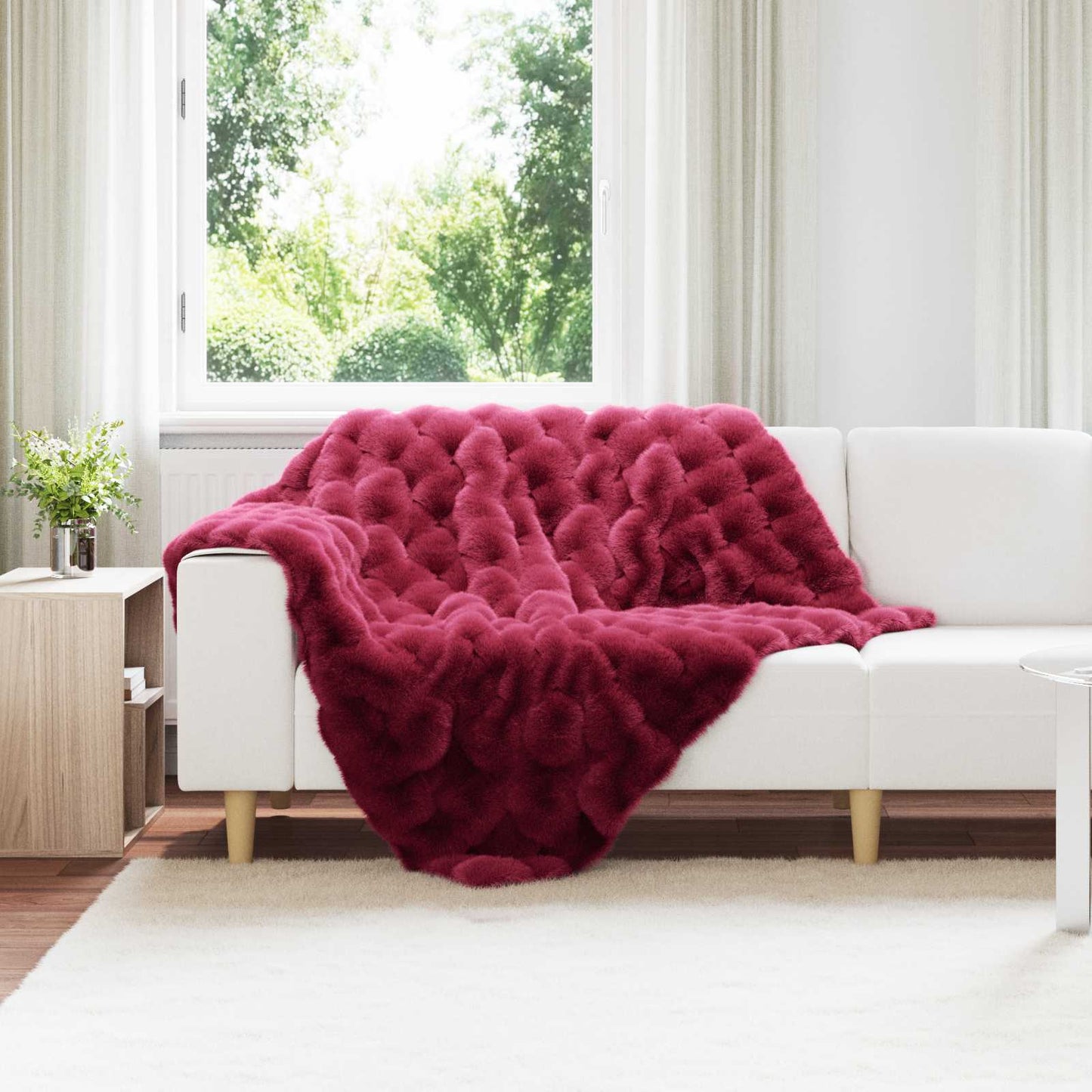 Skliikkerteppe / pledd i kunstig kaninpels Olite 4 pcs