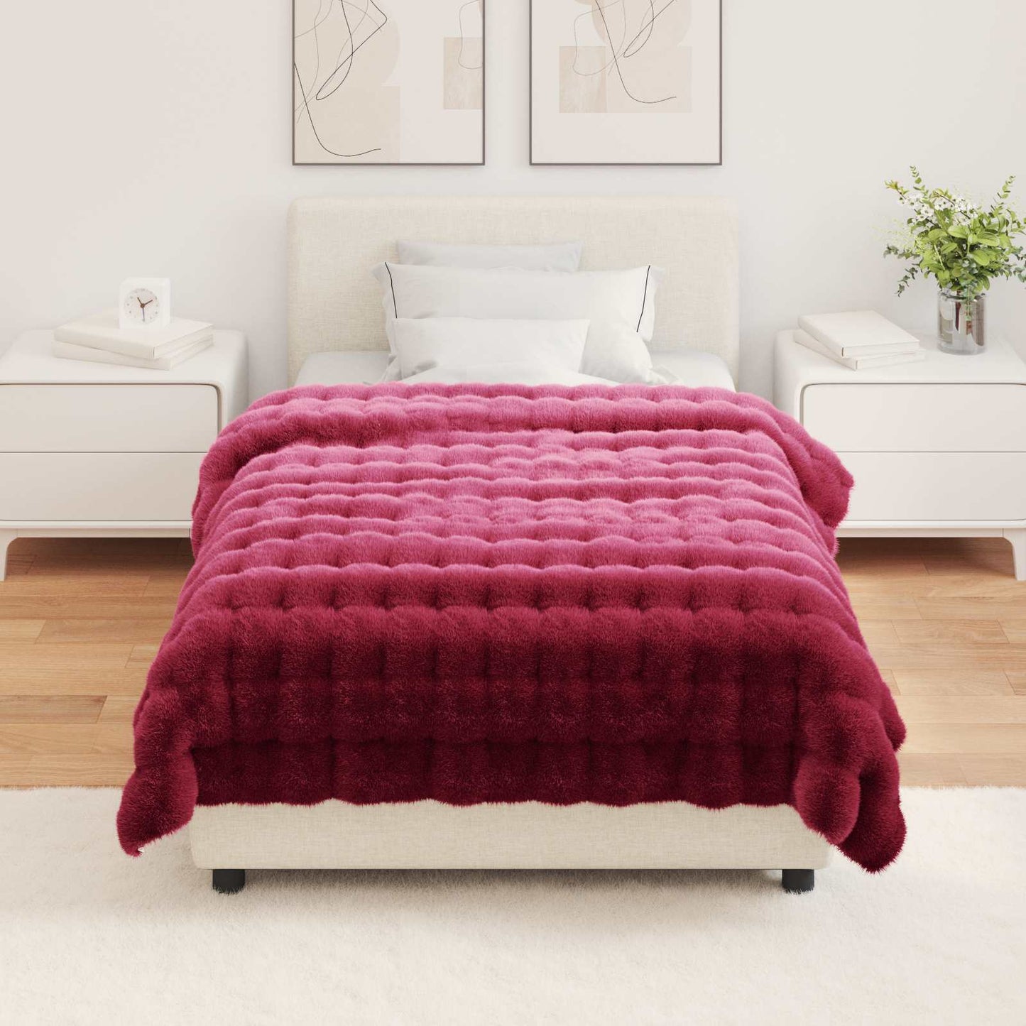 Skliikkerteppe / pledd i kunstig kaninpels Olite 4 pcs