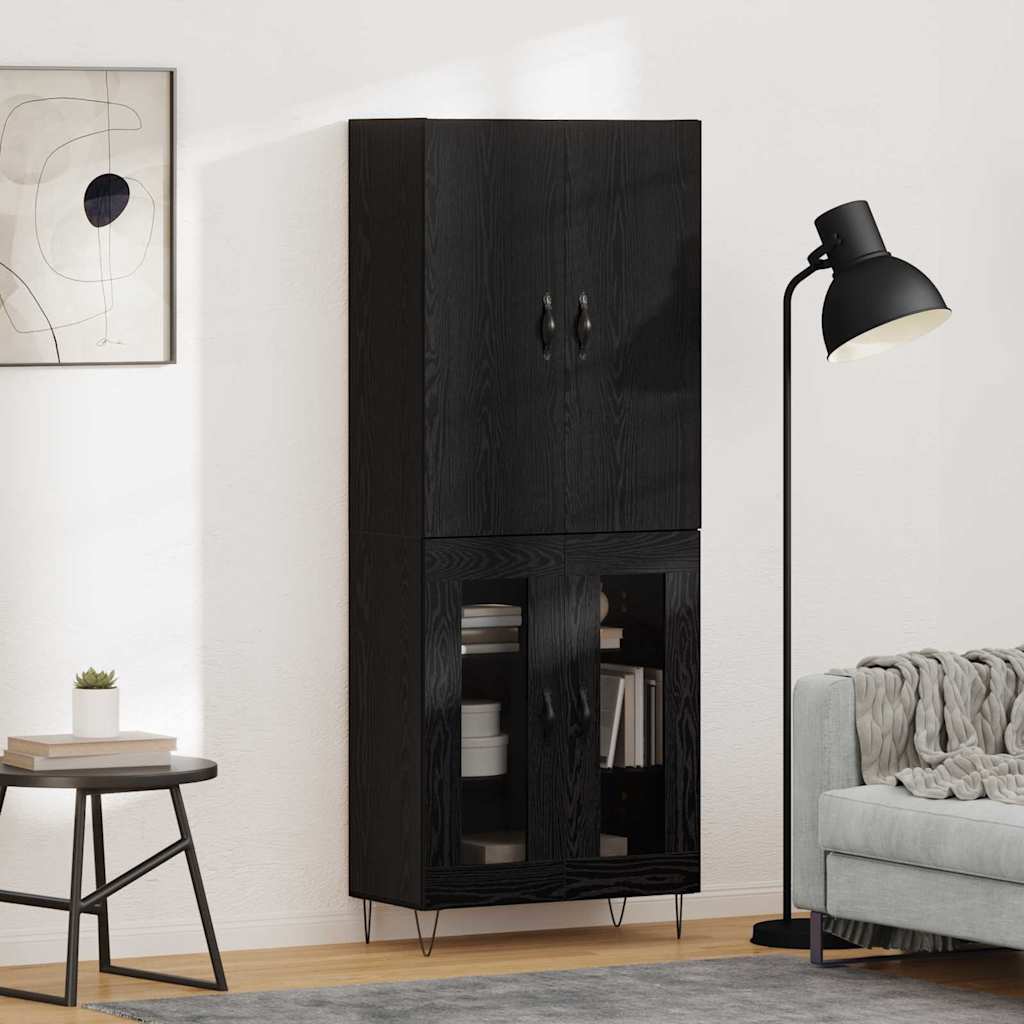 Høyskap 2 stk. Svart Eik 69,5 x 34 x 180 cm Konstruert tre