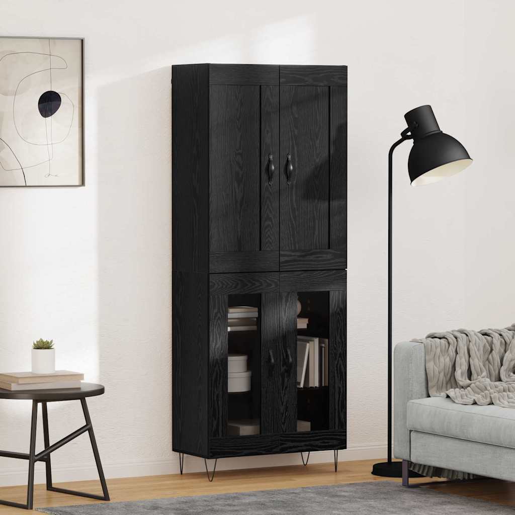 Høyskap Svart Eik 69,5 x 34 x 180 cm Konstruert tre