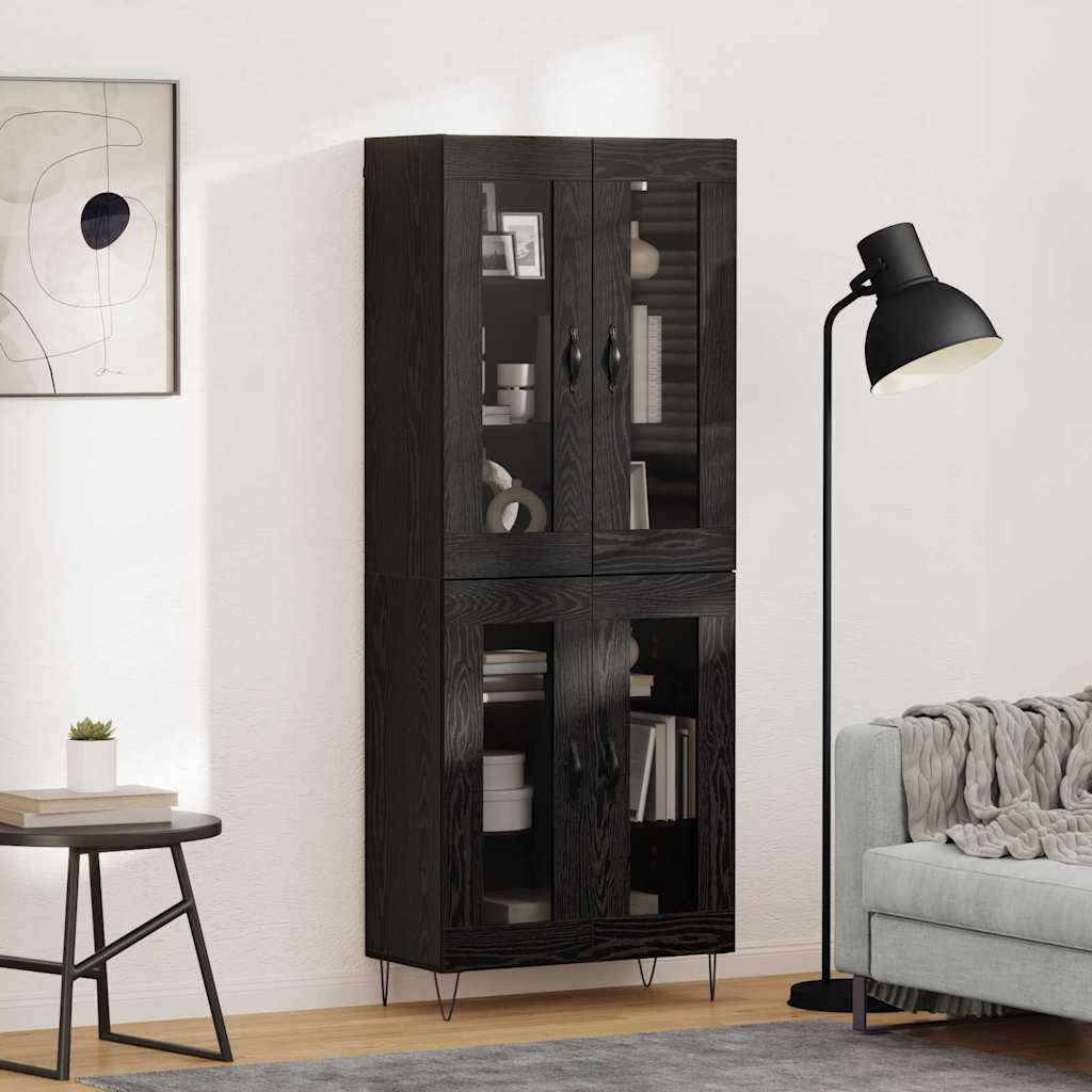 Høyskap Svart Eik 69,5 x 34 x 90 cm Konstruert tre