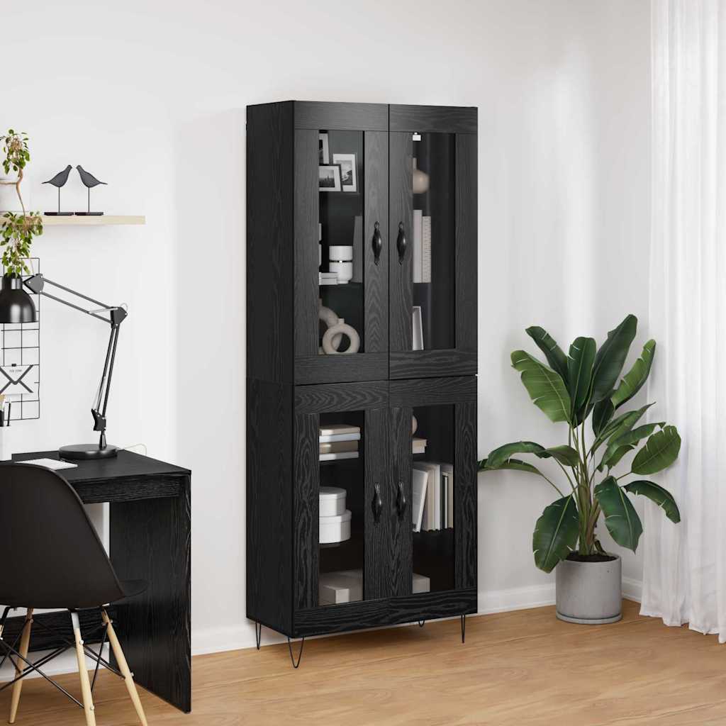 Høyskap Svart Eik 69,5 x 34 x 90 cm Konstruert tre