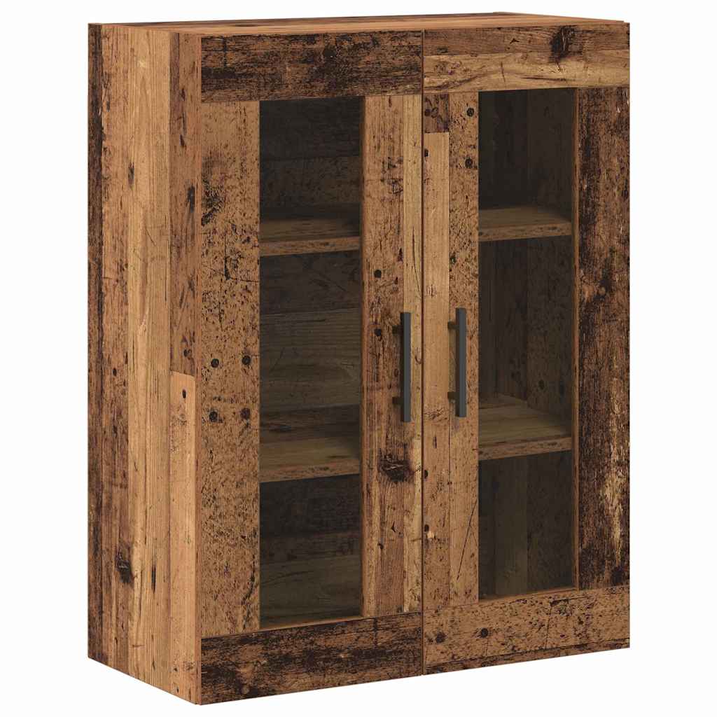 Høyskap 2 pcs Gamle tre Sponplater og glass