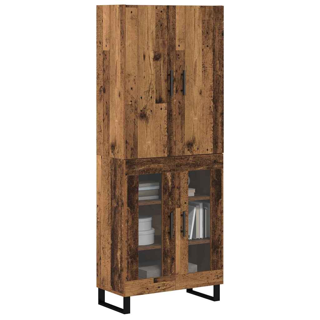 Høyskap 2 pcs Gamle tre 69,5 x 34 x 180 cm Sponplater og glass