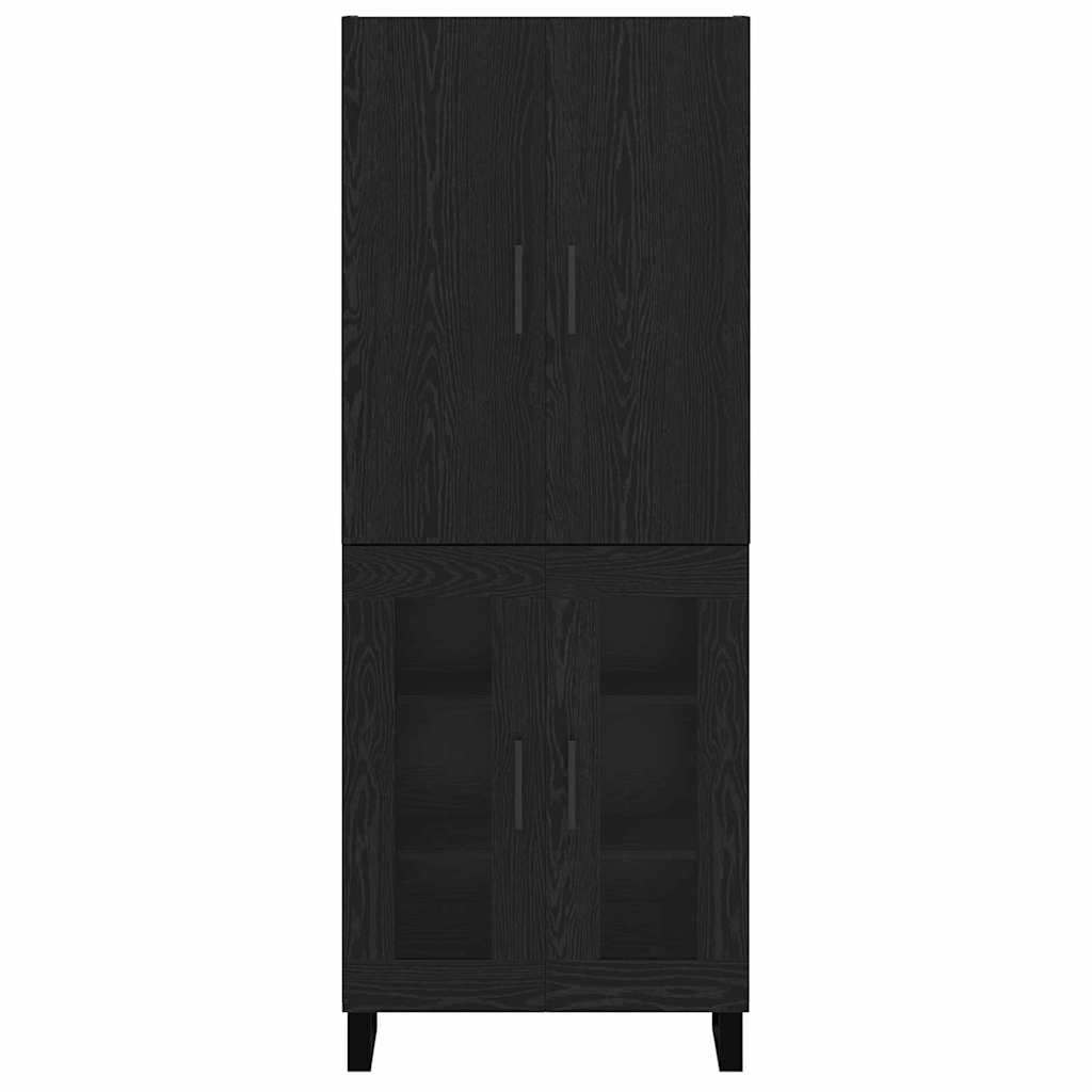 Høyskap 2 pcs Svart Eik 69,5 x 34 x 180 cm Sponplater og glass
