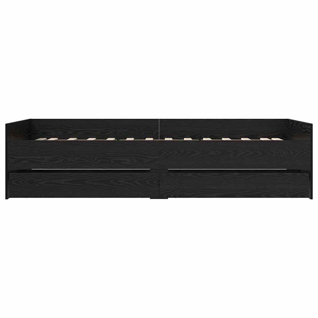 Sengestamme med skuff Svart Eik 100 x 200 cm Massiv furu