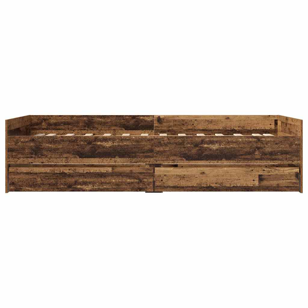 Sengestamme med skuff Gamle tre 90 x 200 cm Massiv furu