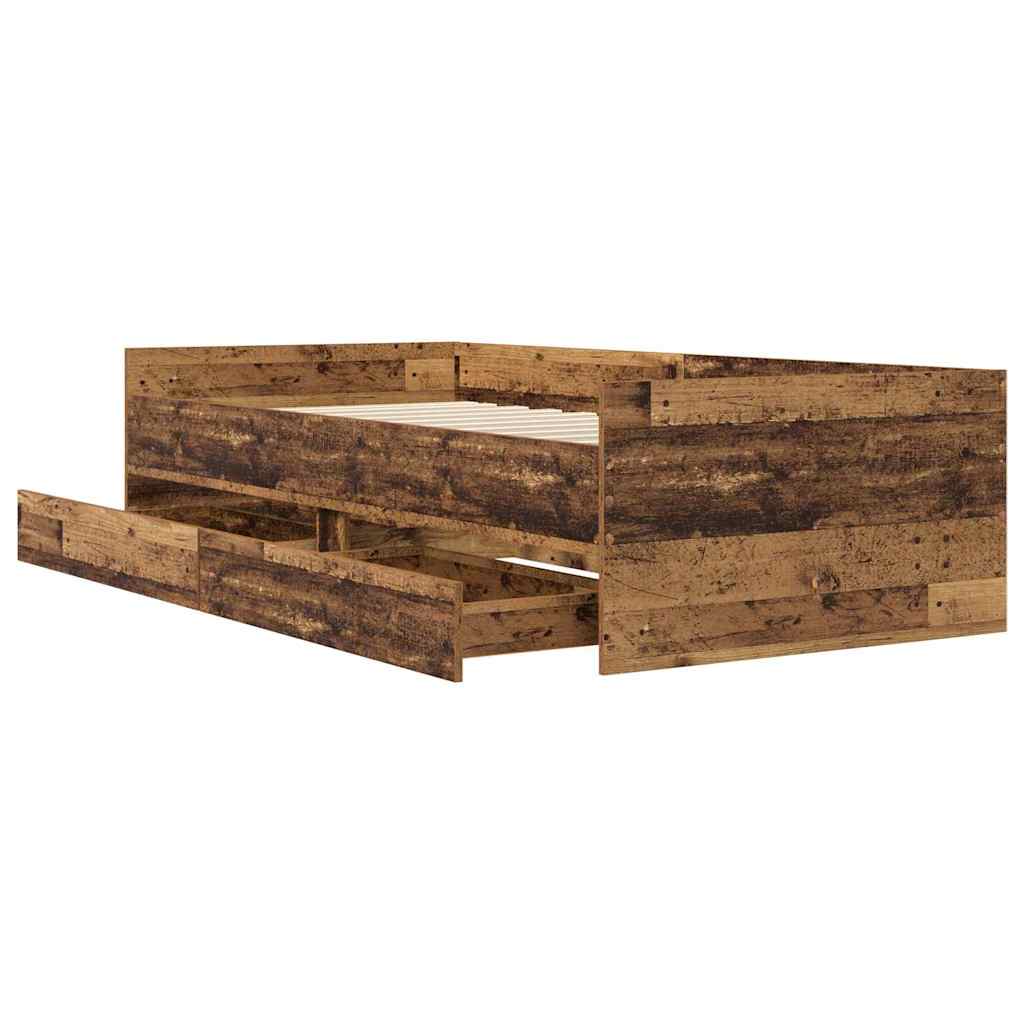 Sengestamme med skuff Gamle tre 90 x 190 cm Massiv furu
