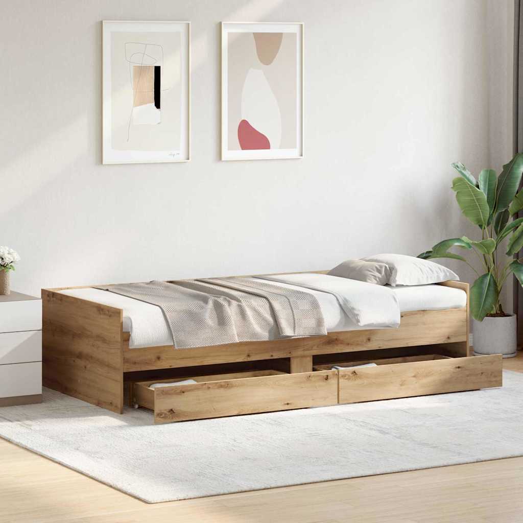 Sengestamme med skuff Artisan Eik 90 x 190 cm Massiv furu