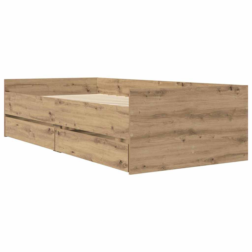 Sengestamme med skuff Artisan Eik 90 x 190 cm Massiv furu