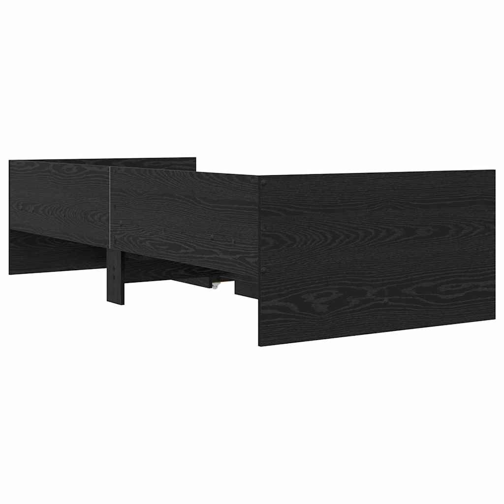Sengestamme med skuff Svart Eik 90 x 190 cm Massiv furu