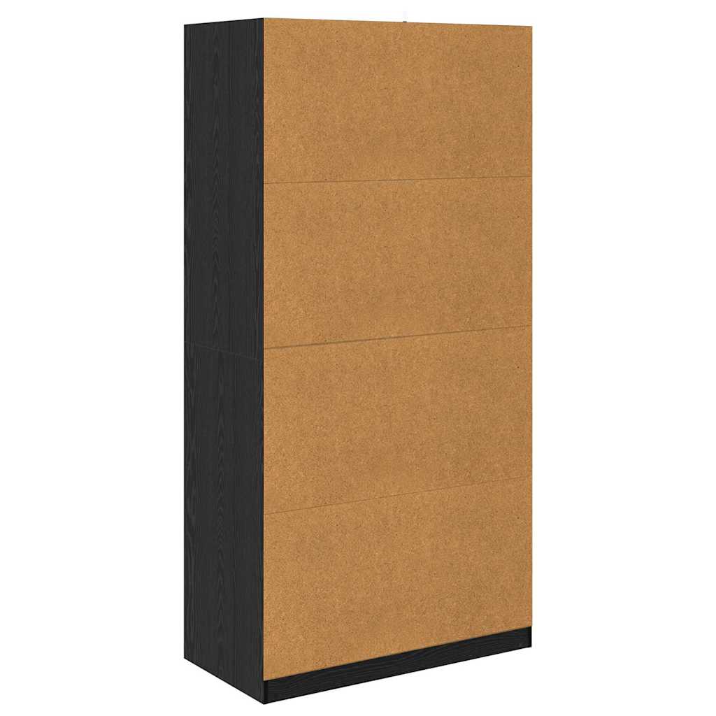 Garderobeskap Svart Eik 100 x 50 x 200 cm Konstruert tre