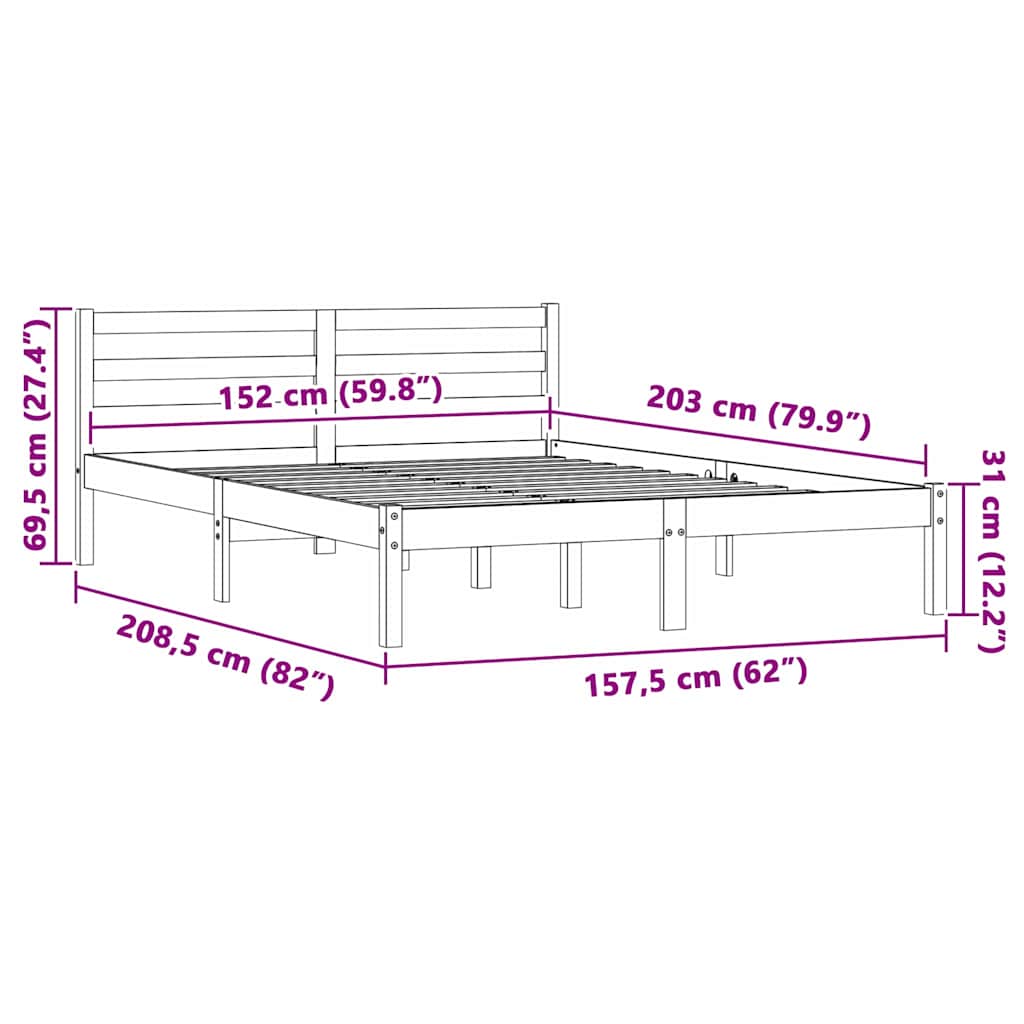Sengestamme Naturlig 208,5 x 157,5 x 69,5 cm Massiv furu