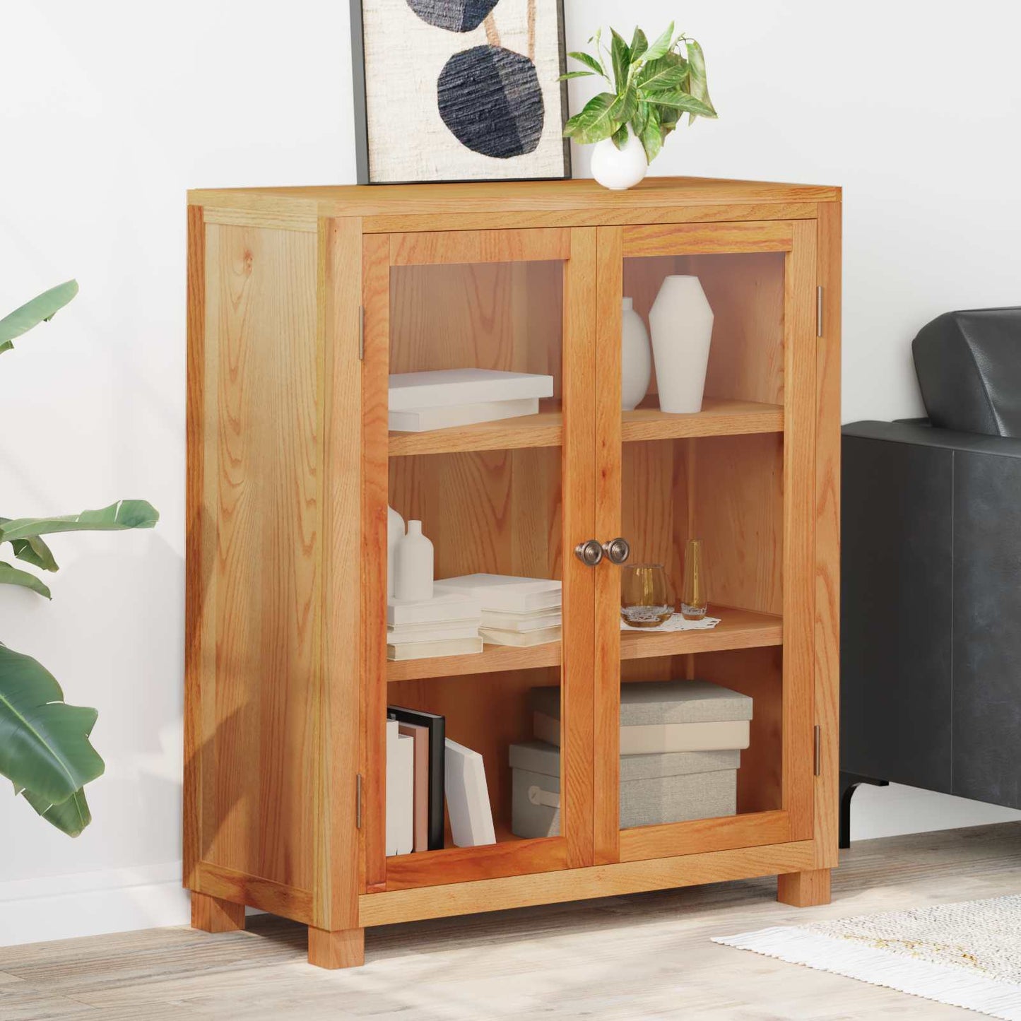 Kabinett med hylle med dør Brun 80 x 35 x 95 cm Massivt Eiketre