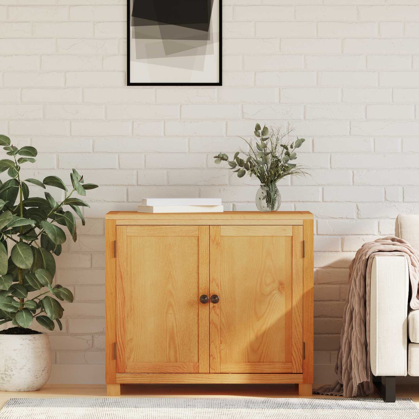 Kabinett med lagring Brun 78 x 50 x 70 cm Massivt Eiketre