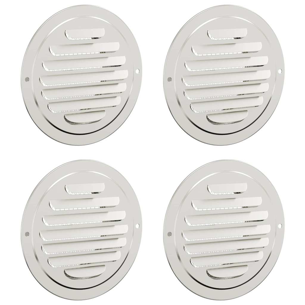 Luftventildeksler 4 pcs sølv 100 mm Rustfritt Stål