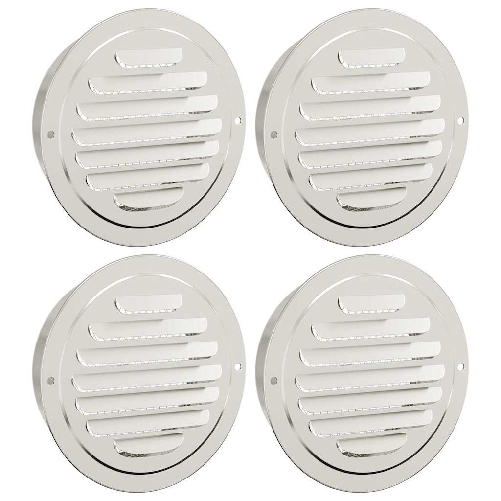 Luftventildeksler 4 pcs sølv 125 mm Rustfritt Stål