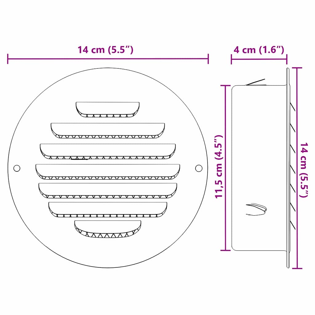 Luftventildeksler 4 pcs sølv 125 mm Rustfritt Stål