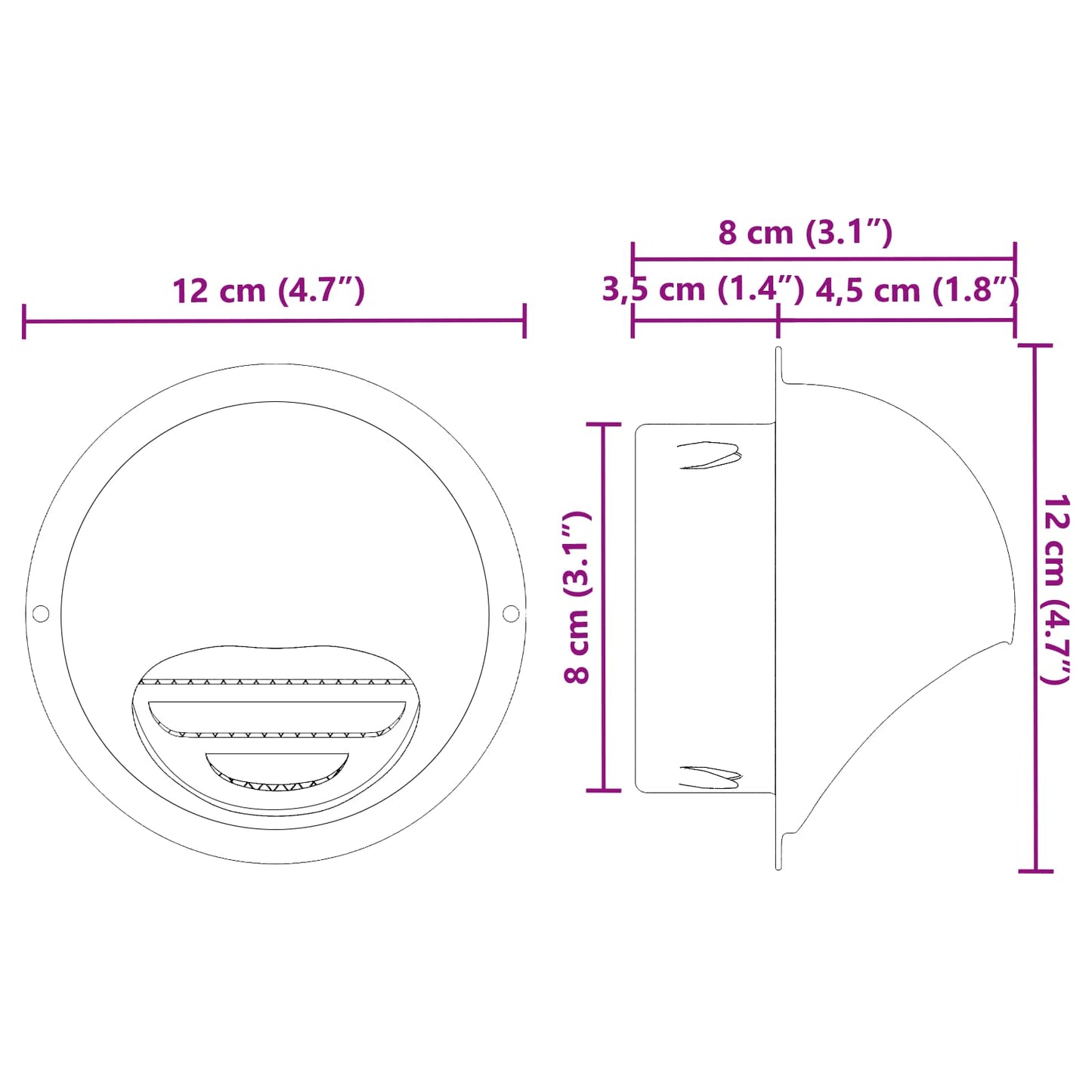 Luftventildeksler 8 pcs sølv 80 mm Rustfritt Stål