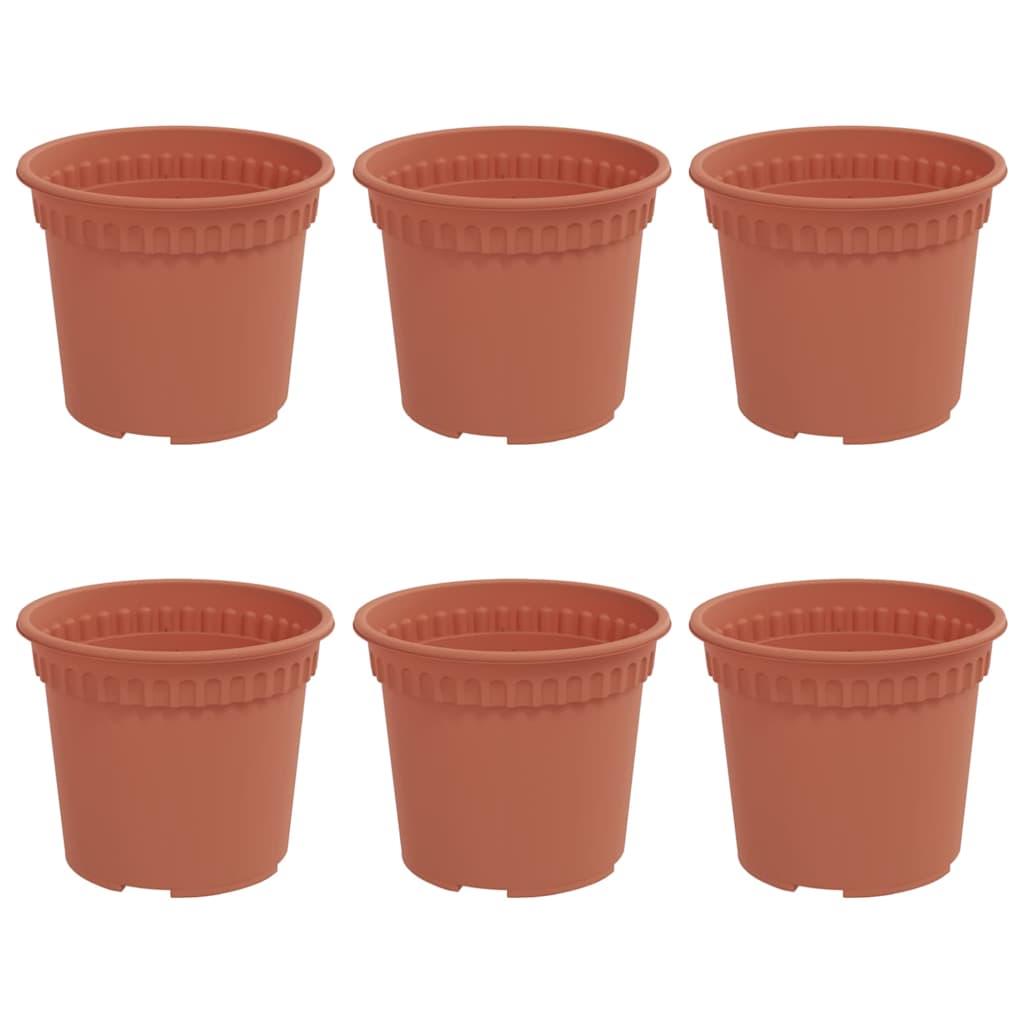 Rund Blomsterpotte 6 pcs Klinker Rød Ø 12,5 x 10 cm Plast