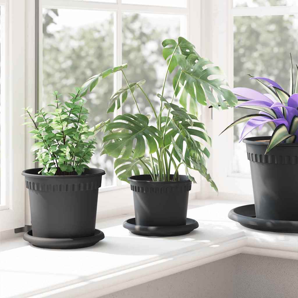 Rund Blomsterpotte 6 pcs Svart Ø 12,5 x 10 cm Plast