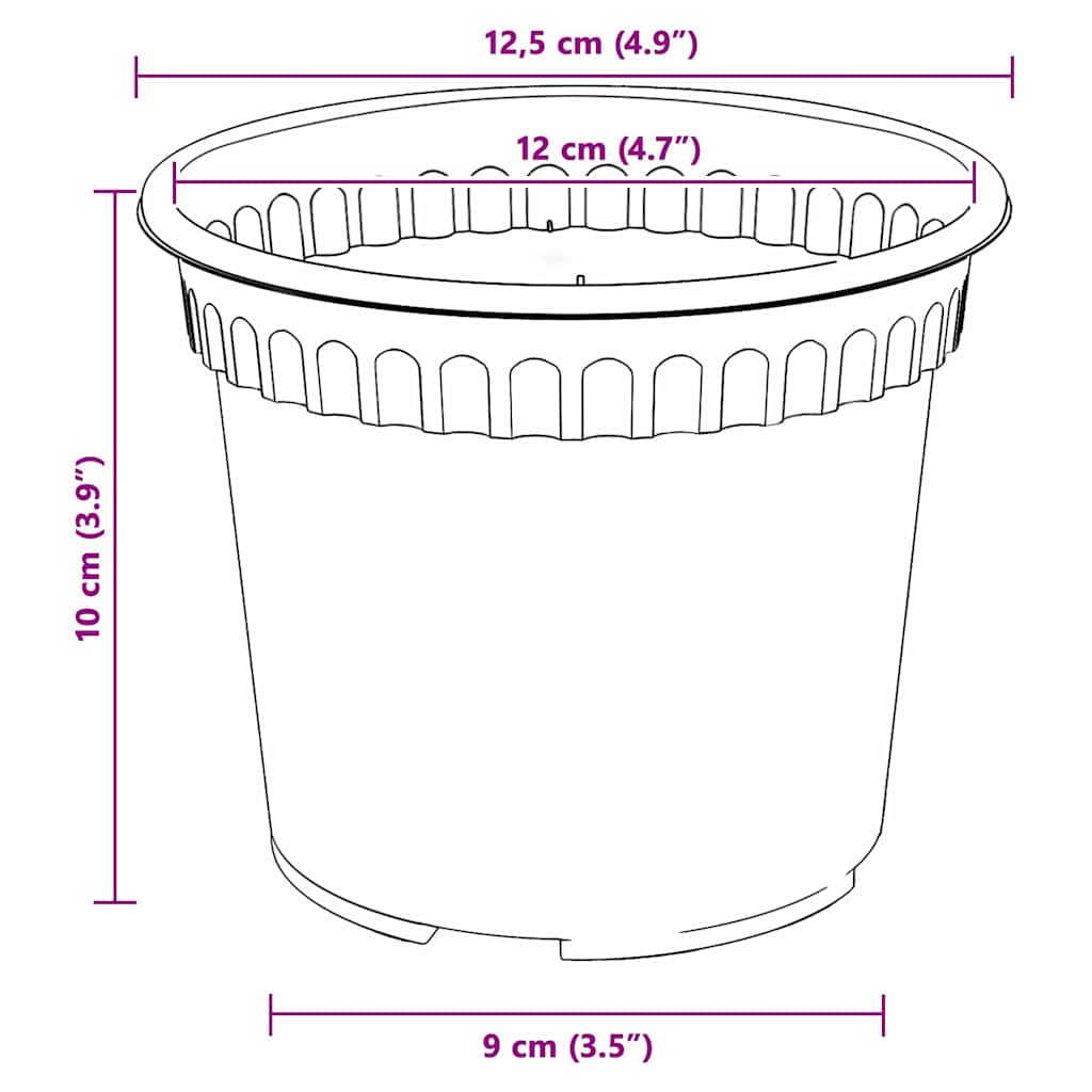 Rund Blomsterpotte 6 pcs Svart Ø 12,5 x 10 cm Plast