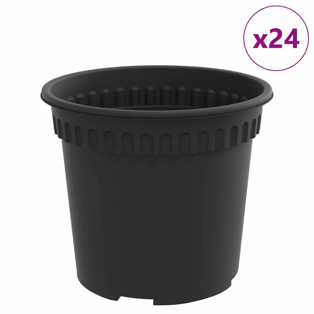 Rund Blomsterpotte 24 pcs Svart Ø 15 x 12 cm Plast
