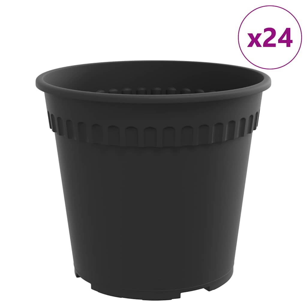 Rund Blomsterpotte 24 pcs Svart Ø 19 x 16 cm Plast