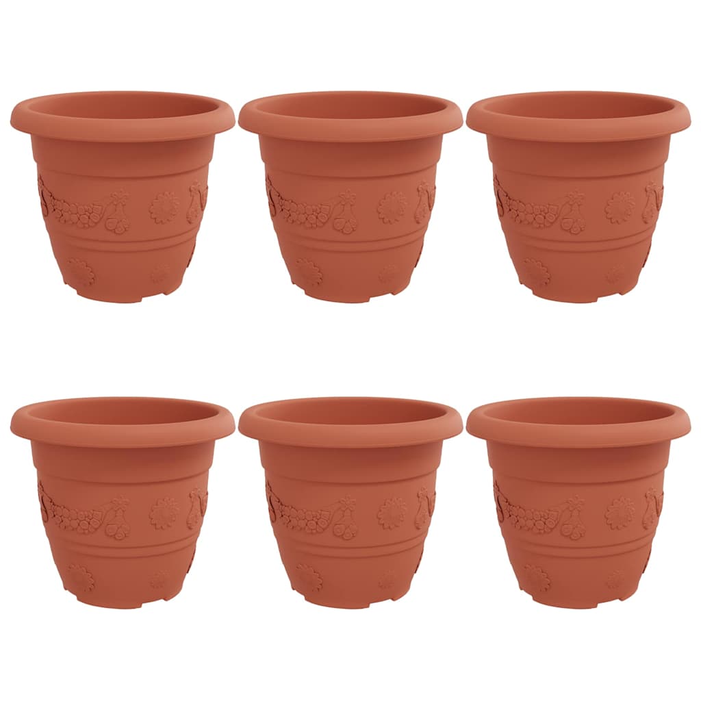 Rund Blomsterpotte 6 pcs Klinker Rød Ø 30 x 25 cm Plast