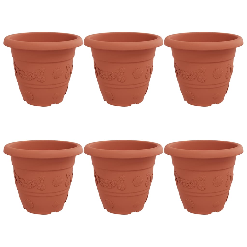 Rund Blomsterpotte 6 pcs Klinker Rød Ø 26 x 21.5 cm Plast vidaXL